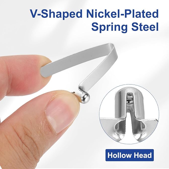 HARFINGTON 20pcs Single Button Kayak Paddle Snap Spring Clip 5x6.5x33mm 65Mn Spring Steel V-Shaped Hollow Lift Telescopic Locking Tube Pole Clip for Tent Umbrella Camping