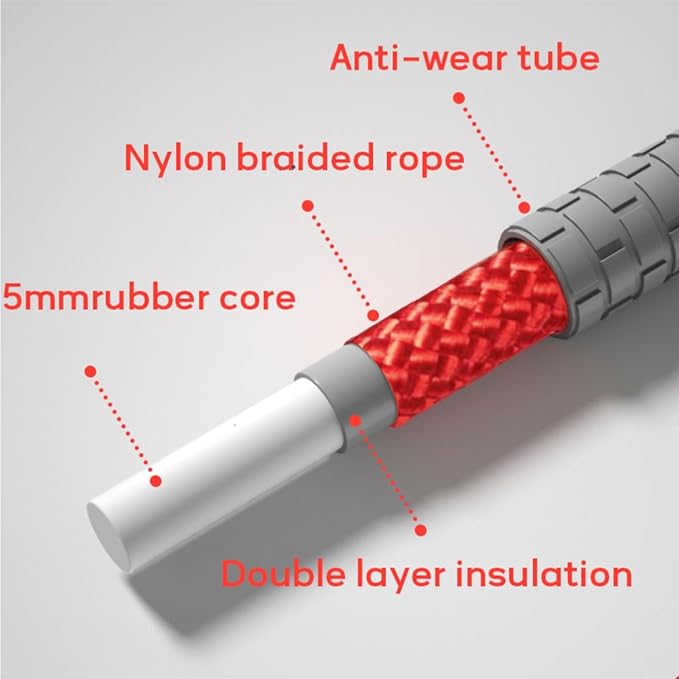 16 FT Long Jump Rope for Kids Adults,Double Dutch Jump Rope,Adjustable Skipping Ropes with High-strength Nylon Braided Rope Core,360°Rotation Not Entangled,Long Enough for 2-4 Jumpers.Red