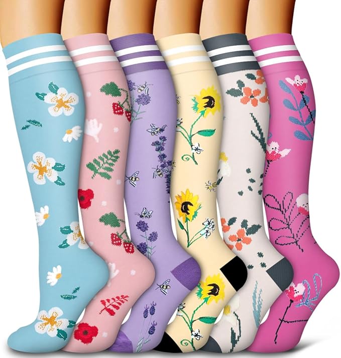 6 Pack Copper Compression Socks for Women and Men Circulation-Best Support for Medical, Running,Nursing,Athletic