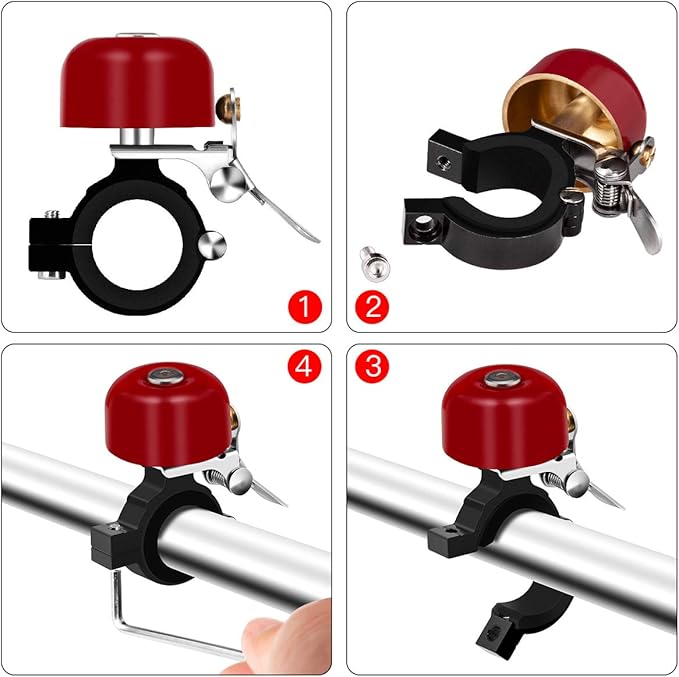 Greallthy Bike Bell Classic Brass Bicycle Bell,Bike Bells for Adults Kids,Loud Sound Bells Fit for 0.87-1.25in/22.2-31.8mm Bicycle Handlebars,Road Mountain Bike Accessories.