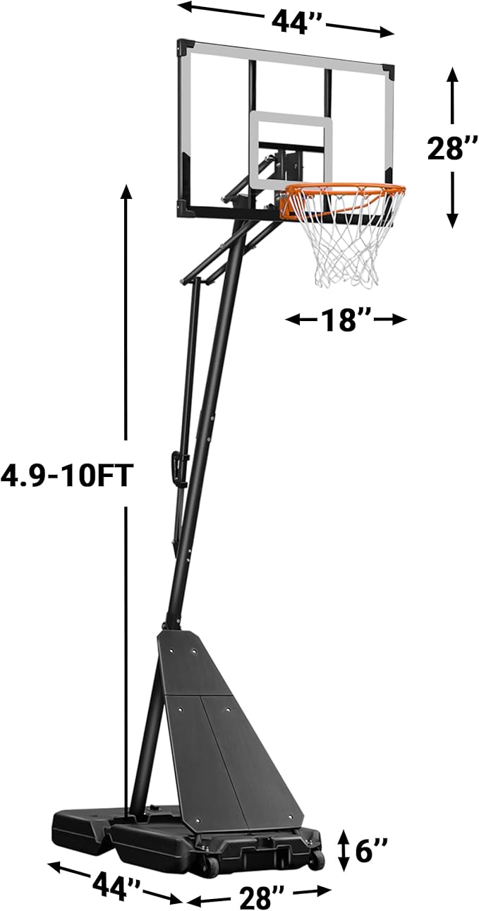 WIN.MAX Basketball Hoop Outdoor with Shatterproof Backboard and Larger Base, Portable Basketball Hoop Goal System Youth/Adults in Backyard/Driveway/Poolside