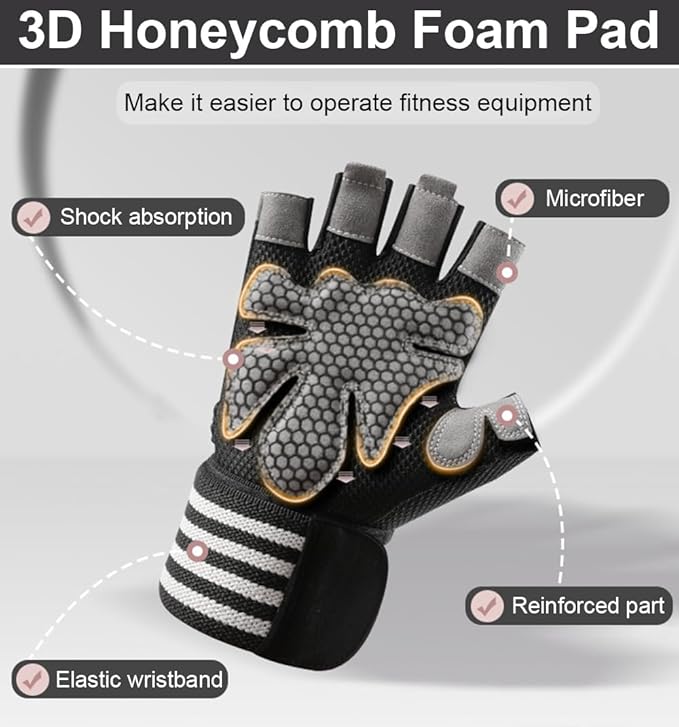 Workout Gloves for Men Workout Gloves Women, Wristband Weight Lifting Glove Breathable, Silicone Anti-Slip Weightlifting Glove Gym Accessories