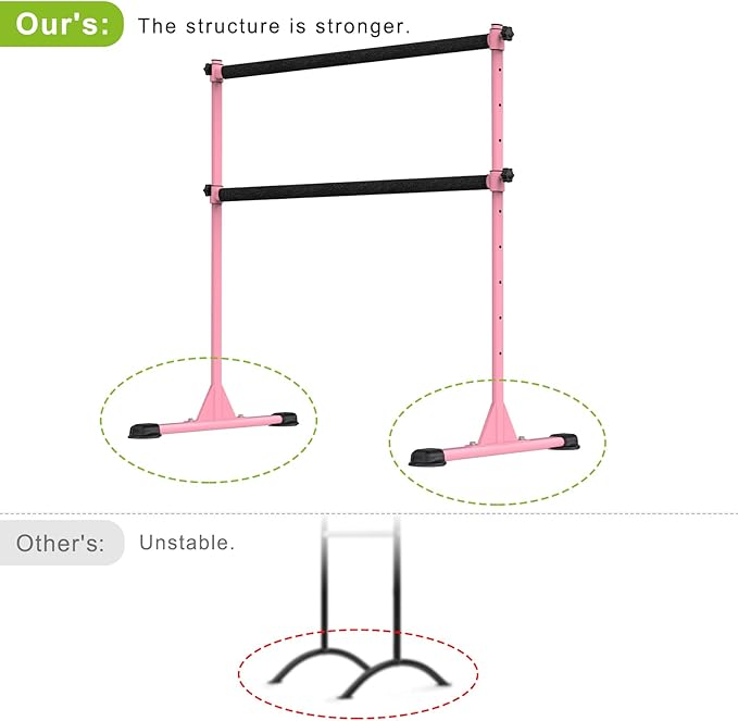 Dolibest Freestanding Ballet Bar, Height Adjustable Ballet Bar, Heavy Duty Dance Bar, with Non-Slip Rubber Pads, Enhanced Stability, Dance/Yoga/Fitness Stretching Bar, Ideal for Kids and Adults