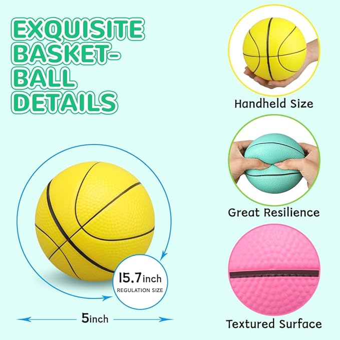 5" Mini Foam Basketballs for Mini & Over The Door Hoops, 3 Pack Replacement Balls for Kids Toddler Beach Indoor Outdoor Sport Game Gift Set (Pink)
