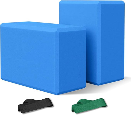 2 Pack 9‘’x6‘’x4‘’ Yoga Blocks with Stretch, Durable Yoga Foam Blocks, High Density & Non Slip Surface for Yoga, Pilates, Stretching, Dance, Ballet, Gymnastics,Fitness for Stability & Balance