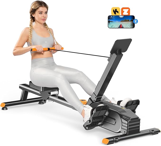 Magnetic Rowing Machine, 350 LB Weight Capacity Rower Machine for Home Use, Tablet Holder and Comfortable Seat Cushion-New Version