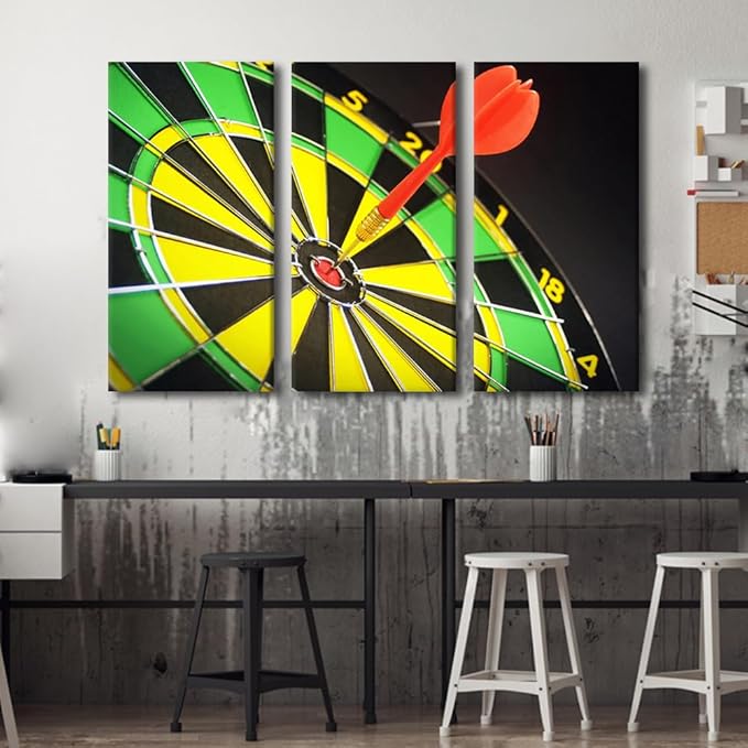 3 Piece Darts Modern Wall Art Inspirational House Decorations for Living Room Goal Achievement Concept Canvas Wall Art Paintings for Bedroom Office Decor Artwork Framed Ready to Hang - 28"Wx42"H