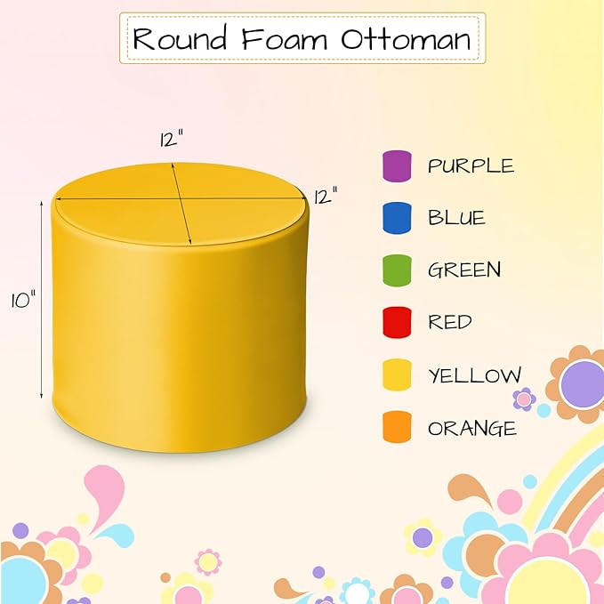 6 Pcs 12" Flexible Seating for Kids Classroom Round Foam Ottoman Colored Student Floor Foam Seating Cushion for Kid Adult Daycare School Kindergarten Home Chair Office (Colorful)