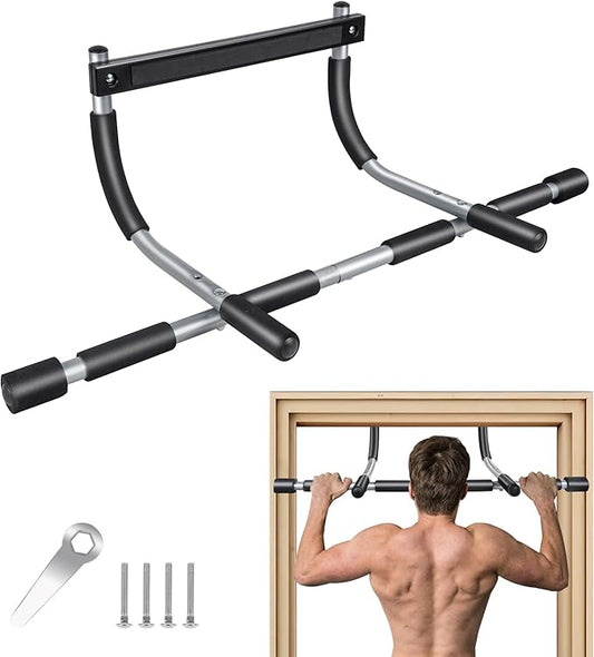 GYE Doorway Pull Up Bar for Home Gym, Adjustable Width, Heavy-Duty Steel，Max Limit 440 lbs Upper Body Fitness Workout Bar with Foam Grips，Indoor Portable Upper Body Workout Bar for Strength Training