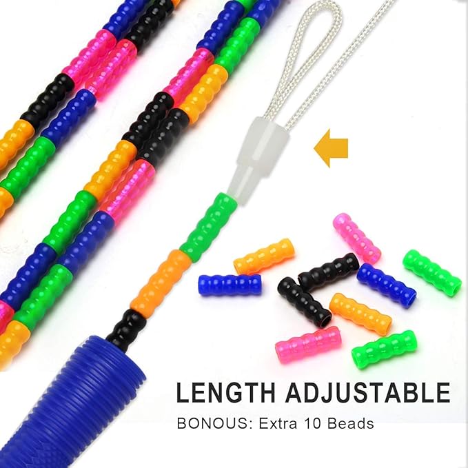 Coolrunner 16 FT Long Jump Rope(2 PACK), Double Dutch Jump Ropes, Soft Beaded Skipping for Kids Adults, Plastic Segmented Long Enough for 4-5 Jumpers
