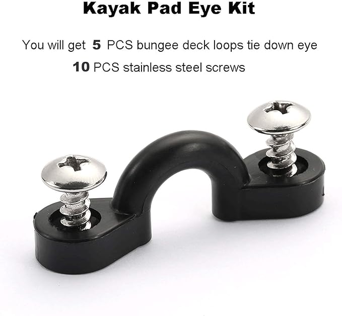 2Pcs Kayak Canoe Carry Handles, Kayak Boat Side Mount Paddle Park Handles - 5PCS Pad Eye with 10 PCS Screws for Boat Kayak Deck Rigging Kit