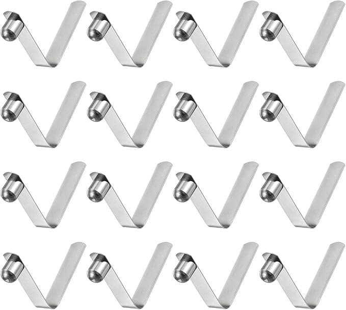 HARFINGTON 16pcs Single Button Kayak Paddle Snap Spring Clip 9x12x45mm 65Mn Spring Steel V-Shaped Solid Lift Telescopic Locking Tube Pole Clips for Tent Umbrella Camping