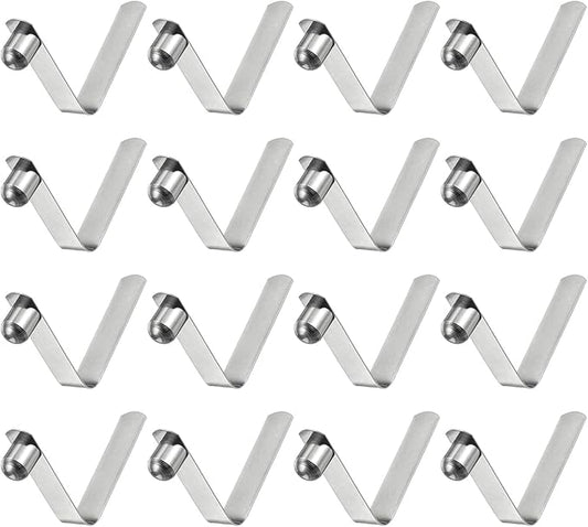 HARFINGTON 16pcs Single Button Kayak Paddle Snap Spring Clip 9x12x45mm 65Mn Spring Steel V-Shaped Solid Lift Telescopic Locking Tube Pole Clips for Tent Umbrella Camping