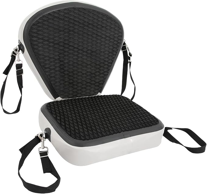 Inflatable Kayak Seat, Universal Paddle Board Seat, Thicken Seat Cushion, Back Support Adjustable, for Surfboard Kayak Canoe Marine (Black)