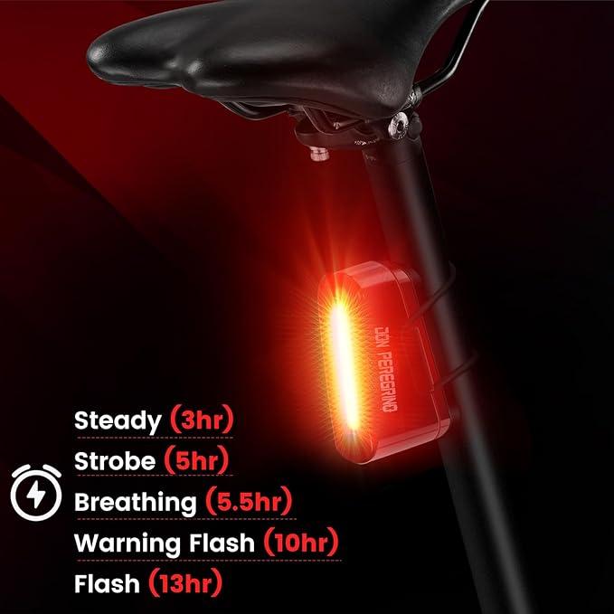 Rear Bike Light 80 Lumen 2 Pack – Rechargeable USB C, Waterproof IP64, 5 Modes Steady/Flash with Memory Function, DON PEREGRINO M1 Bicycle Tail Light