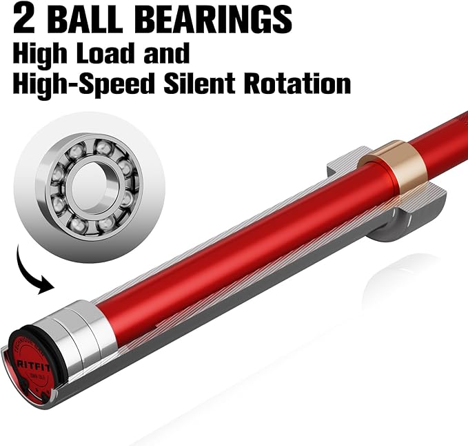 RitFit Barbell Weight Set - 4/6FT Olympic Barbell with Weight Plates (55-275LB Total) - Weightlifting Equipment for Squats, Curls, Deadlifts, Presses, Hip Thrusts