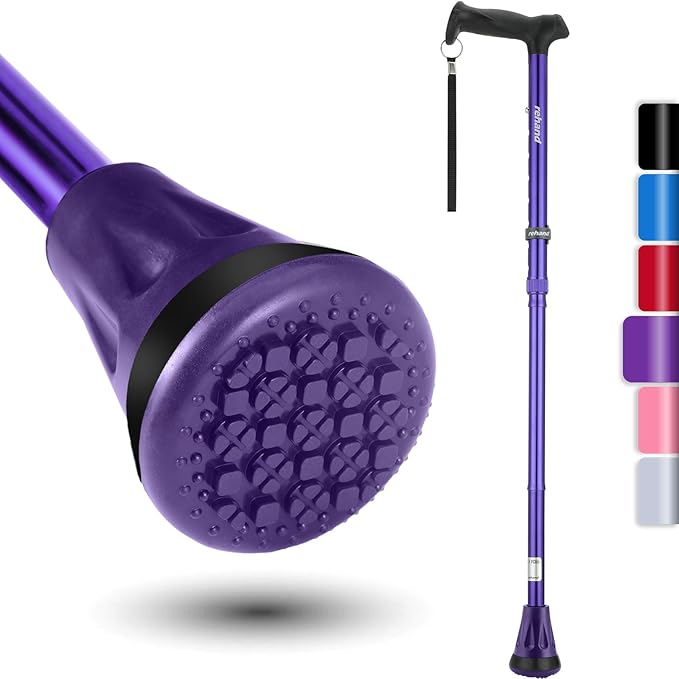 REHAND Walking Cane - Foldable, Adjustable, Collapsible Walking Canes for Men & Women, Heavy Duty All Terrain Tip, with Travel Bag | Walking Sticks for Seniors & Adults