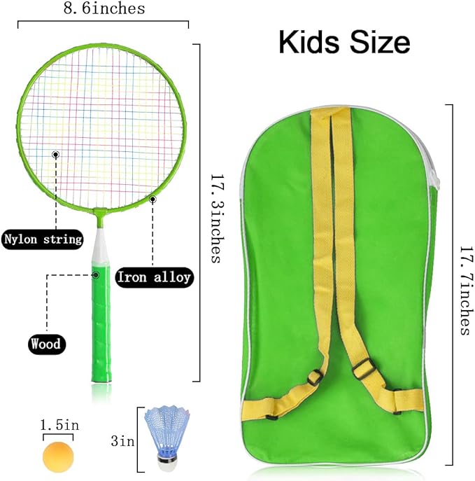 Badminton Rackets for Children,12 in 1 Shuttlecocks Racquet Sports Set w/Lightweight Carrying Bag for Kids Professionals Beginner Players Indoor Outdoor Sport Game
