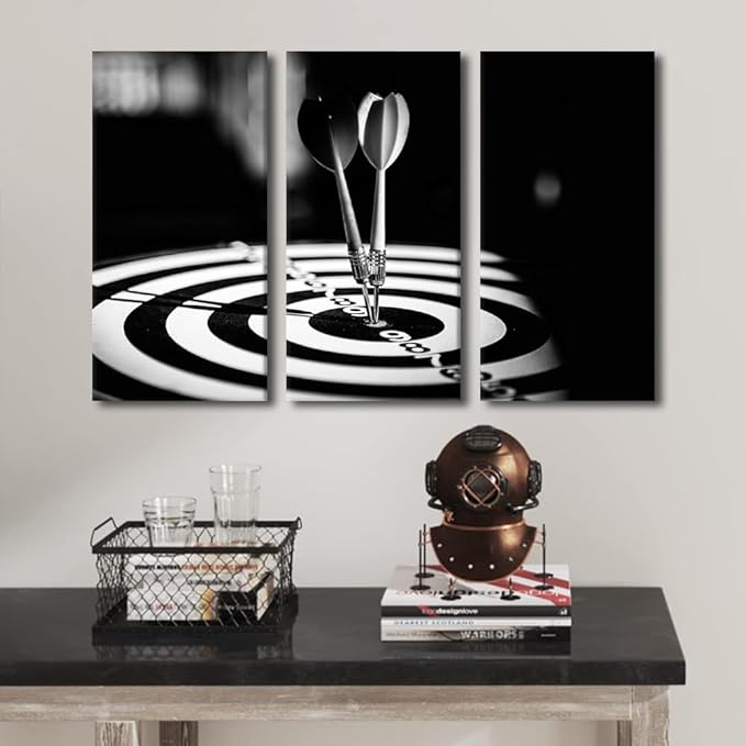 Wall Art Shooting Target Office Modern Wall Art Dart Hits the Bullseye Picture Contemporary Artwork Print On Canvas Positive Bedroom Wall Art Pictures for Living Room Framed Ready to Hang, 40"Wx60"H