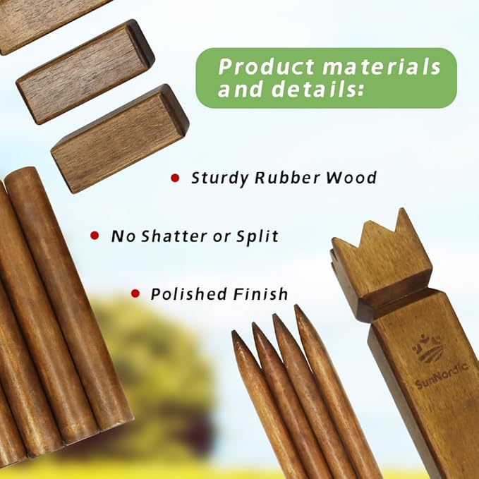 Kubb Yard Game Set, Garden Rubber Wood Outdoor Tossing Game with Canvas Carry Bag, Giant Viking Outdoor Chess Game for Kids, Adults & Backyard Lawn