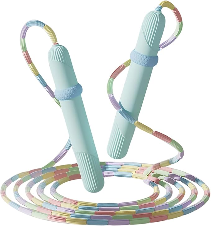Beaded Jump Rope 1 Pack/2 Pack, ACEONE Segmented Skipping Rope for Kids Adults, Adjustable Tangle-Free Toddler Jumping Rope for Fitness Exercise Training