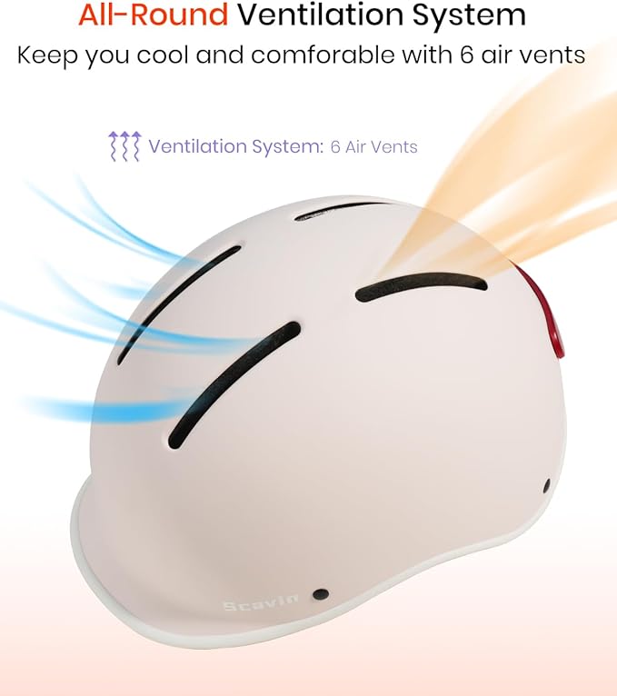 Bike Helmet for Adult: Bicyle Helmet with EPS Foam Interior for Men & Women, Adjustable Cycling Helmet with LED Light Safety Certified for Commuting