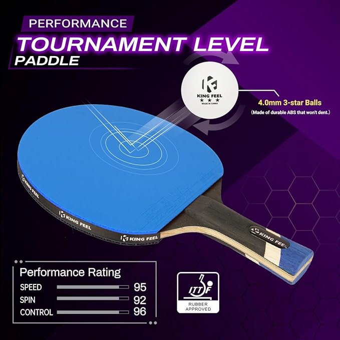 Professional Ping Pong Paddles-Lightweight Carbon Fiber Table Tennis Rackets with 7-Ply Blade, 2.0mm Premium Sponge, ITTF Approved Rubber - for Tournament-Level Performance Table Tennis Paddles