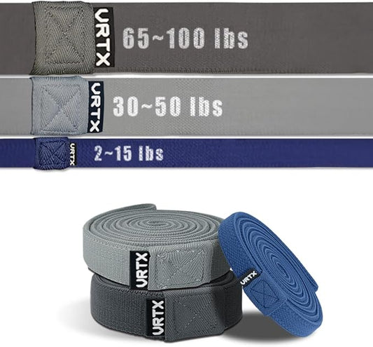 VRTX Fabric Resistance Bands for Men & Women | Long Exercise Band for Workout, Stretch, Yoga, Full Body Training | Soft Mesh Cloth, Non-Slip, High Durability Elastic Straps