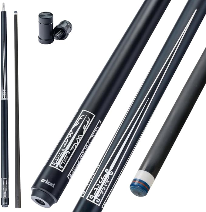 CRICAL Carbon Fiber Pool Cue Stick 58" Billiard Cue Sticks Professional Low Deflection Pool Sticks with 3/8 * 8 Pin Joint and 12.5mm Tip