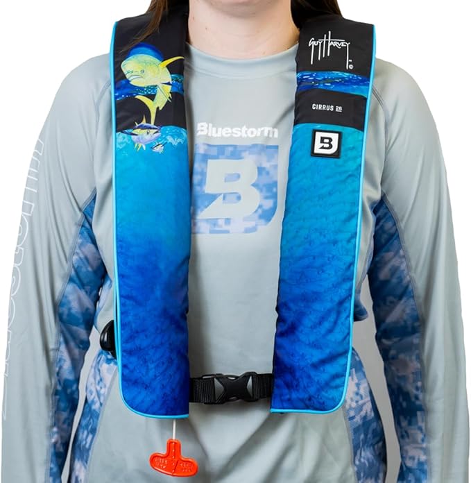 BLUESTORM Cirrus26 Inflatable PFD Life Jackets for Adults | US Coast Guard Approved Automatic Life Vest w/Manual Override Convertibility