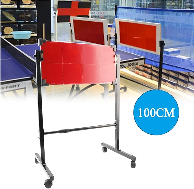 Table Tennis Rebound Board Rebounder with 8 Red Rubbers, Improved 2nd Generation Pingpong Return Board Self Training Equipment, Indoor/Outdoor Ping-Pong Table Rebound Board