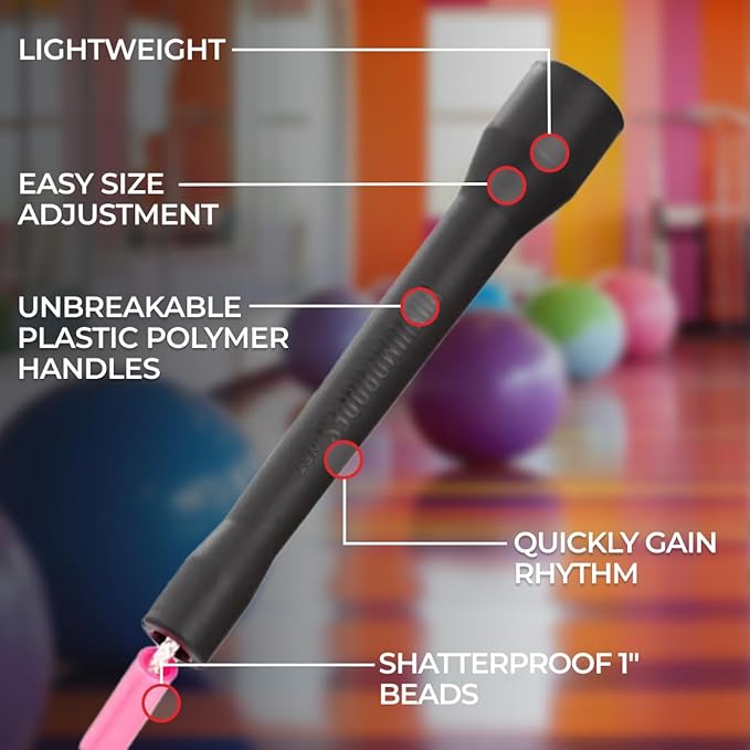 Beaded Kids Exercise Jump Rope - Segmented Skipping Rope for Kids - Durable Shatterproof Outdoor Beads - Light Weight and Tangle Free Exercise Training - Easily Adjustable Kids Jump Rope for Fitness