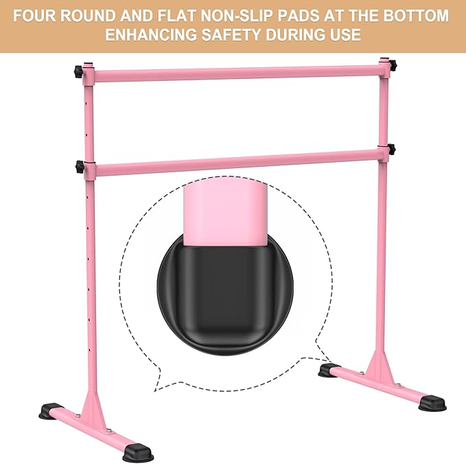 Height Adjustable Ballet Barre, Heavy Duty Freestanding Dance Bar, Anti-Slip Sturdy for Kids & Adults, Ideal for Home, Ballet, Fitness, Yoga