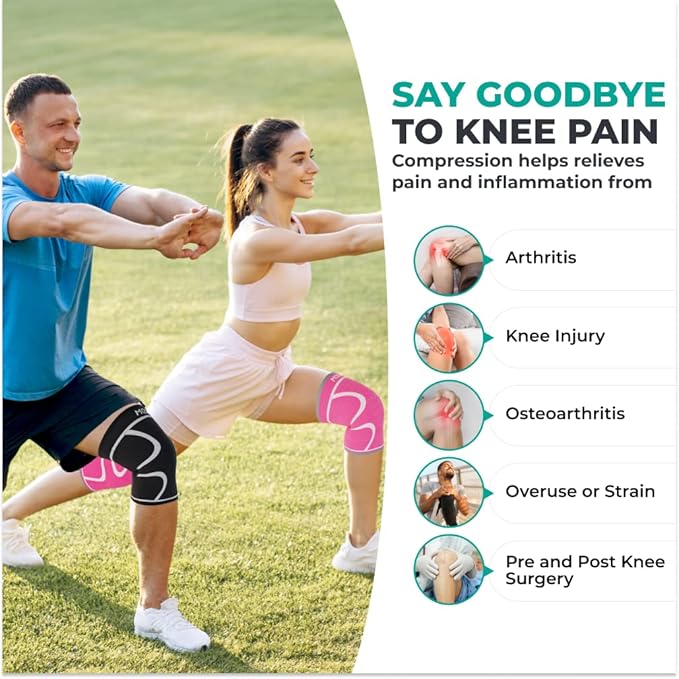 Modvel 2 Pack Knee Brace for Women & Men - Workout Knees Compression Sleeve for Knee Pain Relief Joint Support for ACL, Arthritis, Meniscus Tear Knees Brace for Sports, Rodilleras para Gym Fitness