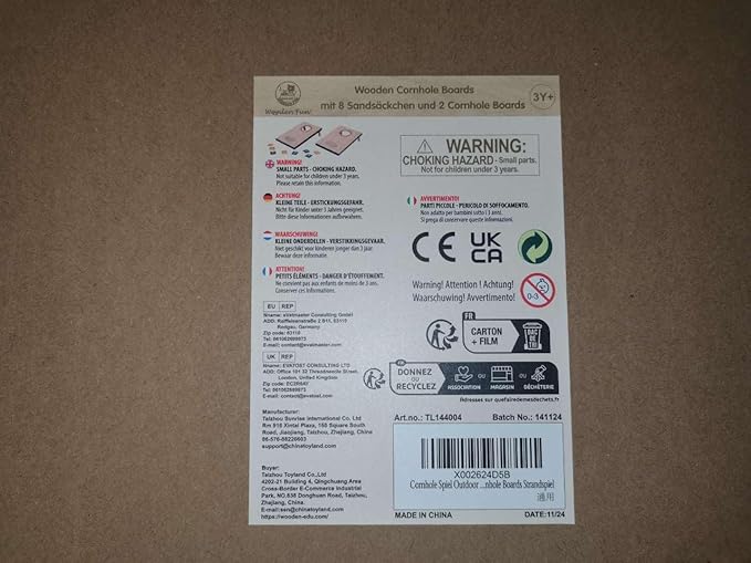 Cornhole Game Set Bean Bag Toss MDF 16"x11"- Built-in Storage, Convenient Carry Handles and 8 Premium Bean Bags, Great for Indoor & Outdoor Play