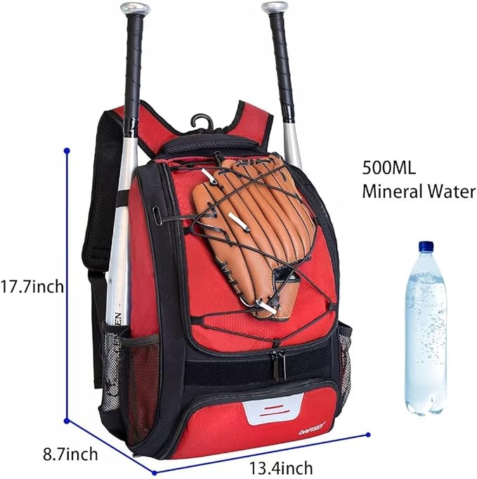 Baseball Bag Softball Backpack - Youth Adult T Ball Bat Equipment Bag with Bat Helmet Holders, Shoe Compartment