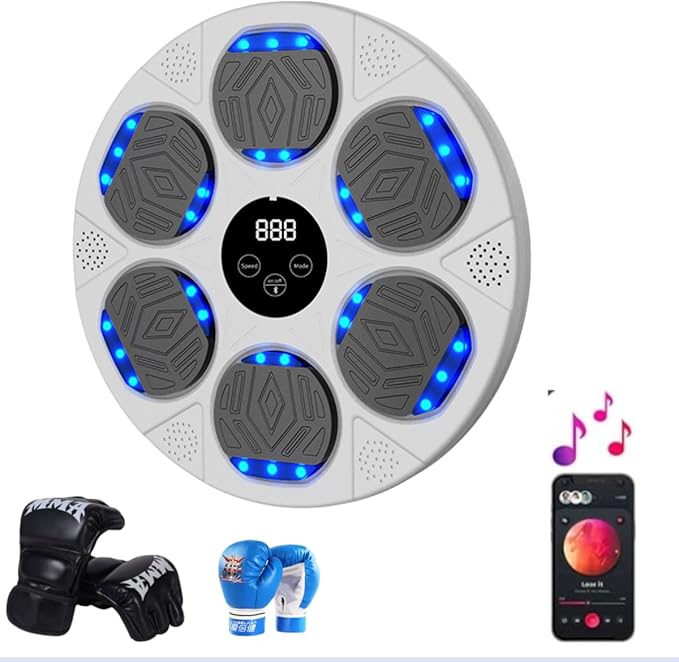 Music Boxing Machine with Two Pairs of Gloves, Upgraded Smart Bluetooth Music Boxing Parent-Child Games, Stress Relief Wall-Mounted Exercise Equipment for Home
