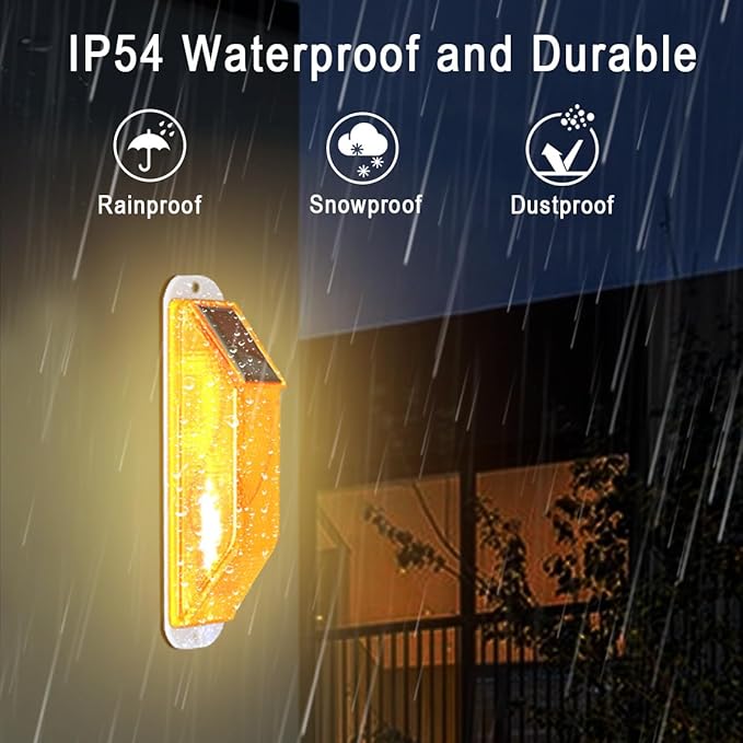Aolyty Solar Strobe Warning Light Sensitive LED Warning Lamp Super Bright Waterproof Light Control Flashing Beacon Barricade Construction Safety Road Signs Flash Traffic Lights (White)