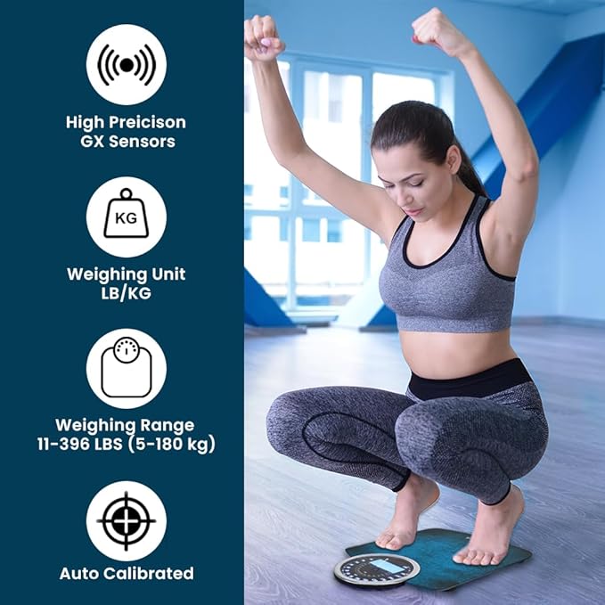 EILISON Highly Advance 2-in-1 Digital & Analog Weighing Scale for Body Weight-400lbs, 4 High Precison GX Sensor Accurate, Thick Tempered Glass, Extra Large Display (Blue)