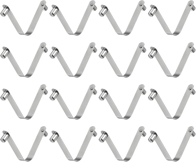 HARFINGTON 16pcs Double Button Kayak Paddle Snap Spring Clip 6x8.5x49mm 65Mn Spring Steel V-Shaped Solid Lift Telescopic Locking Tube Pole Clips for Tent Umbrella Camping