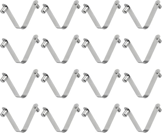 HARFINGTON 16pcs Double Button Kayak Paddle Snap Spring Clip 6x8.5x49mm 65Mn Spring Steel V-Shaped Solid Lift Telescopic Locking Tube Pole Clips for Tent Umbrella Camping