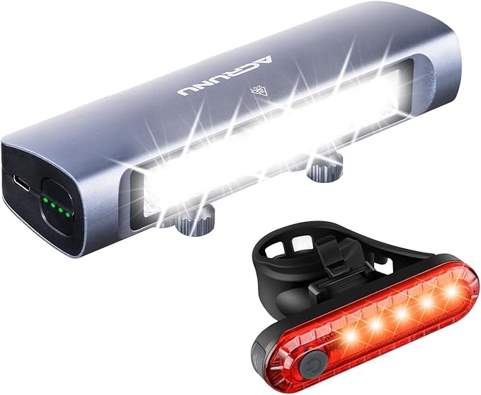 Bike Headlight and Tail Light Set - 3400 Lumens Super Bright USB-C Rechargeable Bicycle Lights, IP67 Waterproof 8000mAh Power Bank, 9+3 Modes, Tool-Free Mount for E-Bikes/Motorcycles