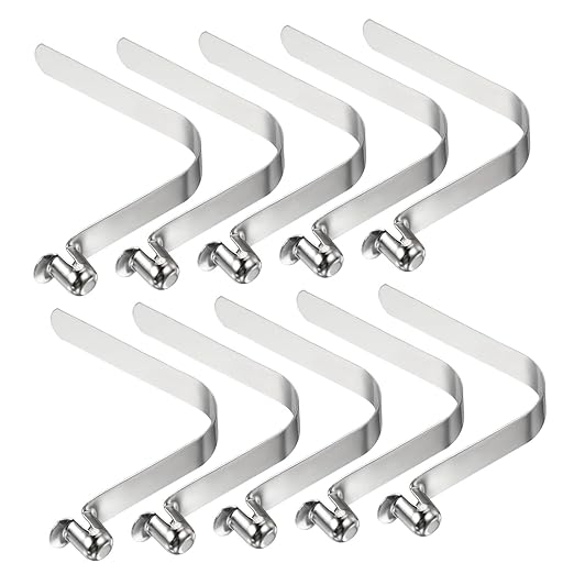 PATIKIL 10x8mm Kayak Paddle Snaps, 10 Pack Tent Pole Clips Steel V Shaped Single Pin Push Button Spring Clips Lock Tube Pole Clips for Camping Awning