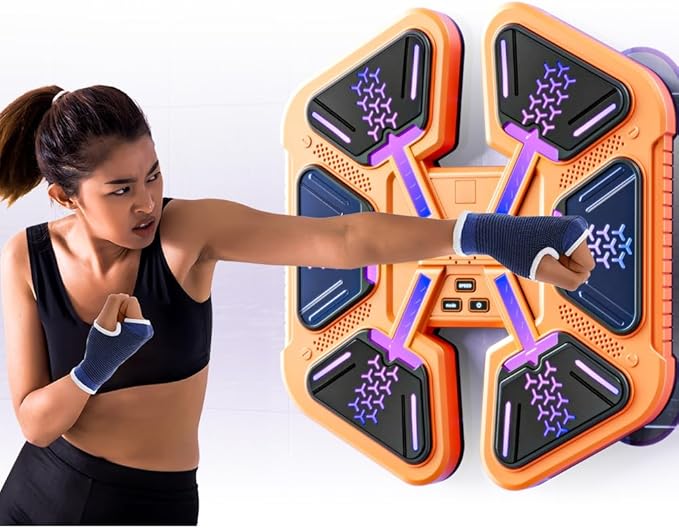 Music Boxing Machine With Gloves, Wall Mounted Intelligent Trainer for Kids, Game Equipment Workout Punching Machine for Teenagers Boys Girls Gifts