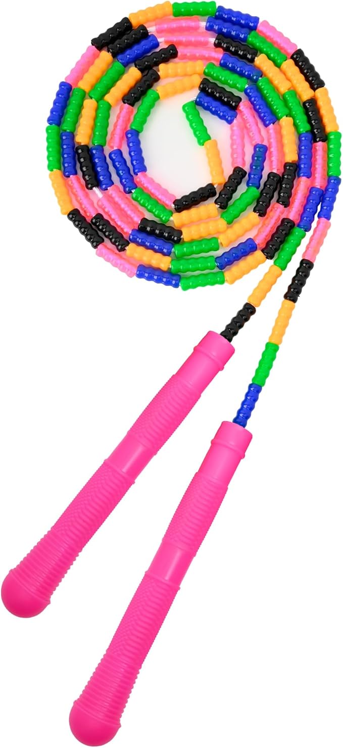 Beaded Jump Rope 1 Pack/2 Pack, ACEONE Segmented Skipping Rope for Kids Adults, Adjustable Tangle-Free Toddler Jumping Rope for Fitness Exercise Training