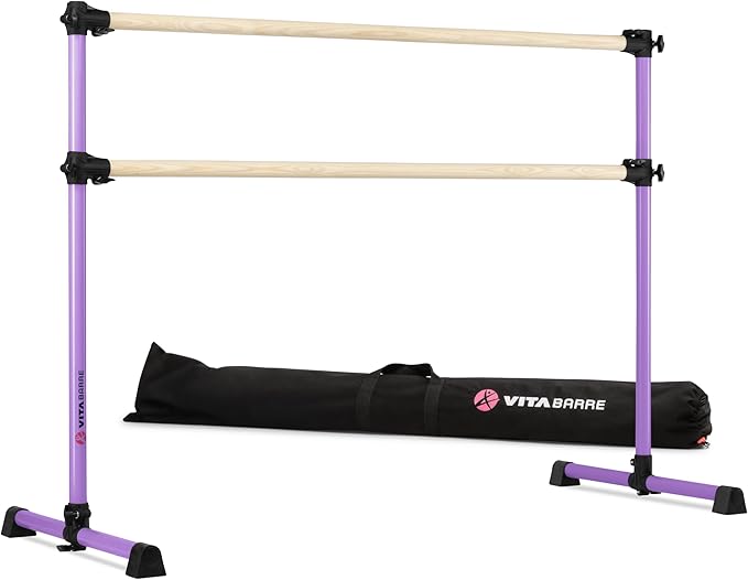 VITA Barre Portable Freestanding Double Ballet Barre, Prodigy, with Carry Bag | Adjustable Height, USA Made, Home or Gym Exercise Equipment for Kids & Adults | Dance, Fitness, Pilates