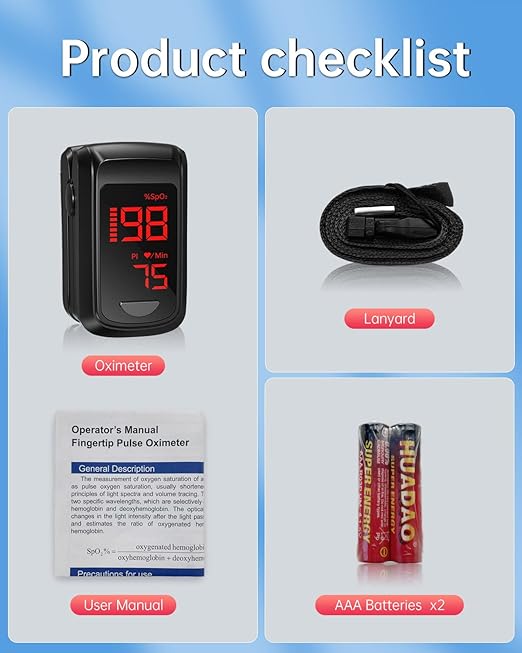 Pulse Oximeter Fingertip- Mini Oximeter Oxygen Saturation Monitor for SpO2/Heart Rate/PI, with Auto Graph Display