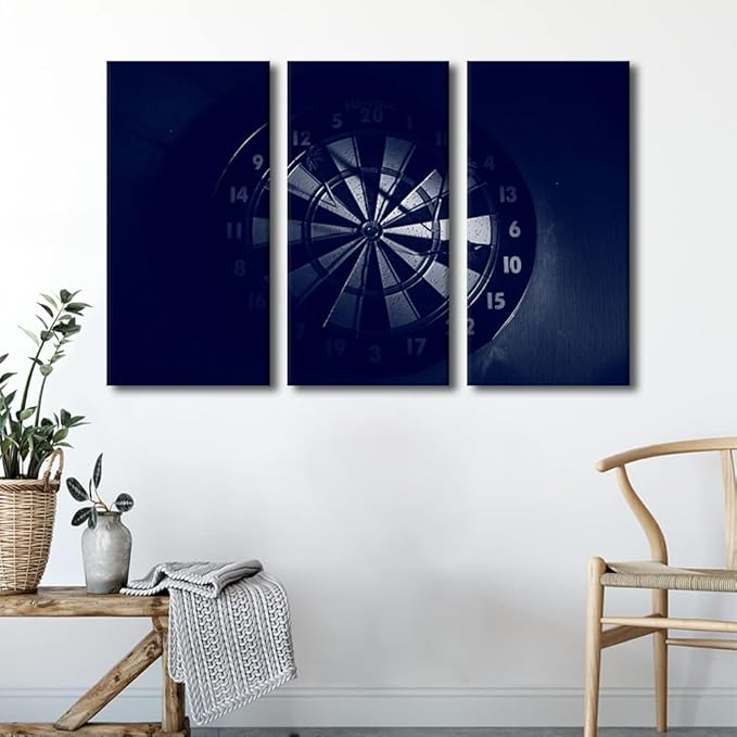 Canvas Art Rustic Home Decor Dart Plate House Decorations for Living Room Sports Theme Wall Art Painting Picture Canvas Wall Art 3 Panels Modern Artwork Framed Gallery-wrapped Ready to Hang(40"Wx60"H)