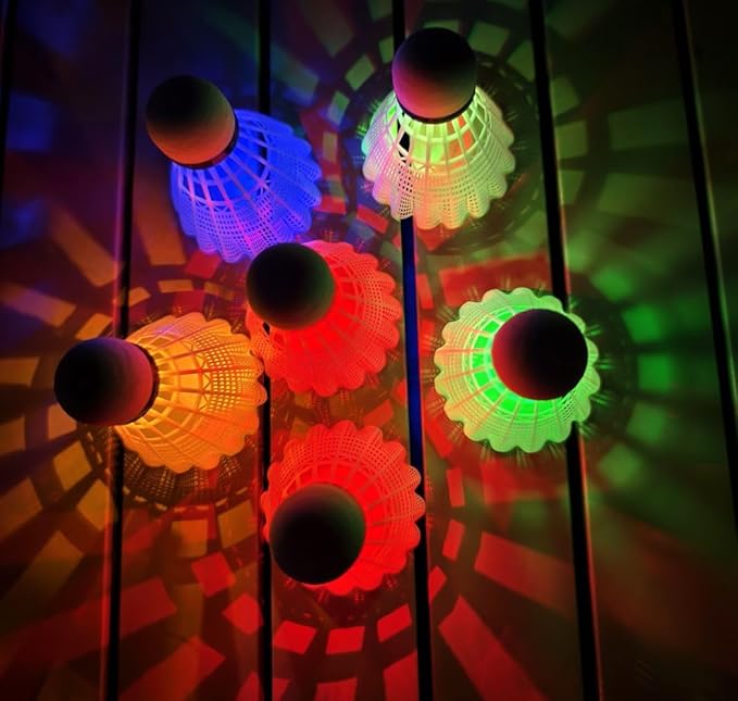 Leadge LED Shuttlecock Badminton Birdies, Shuttlecock Dark Night Nylon Glow Glow Birdies Lighting for Outdoor Indoor Sport Activities (6Packs) (Multi Color)