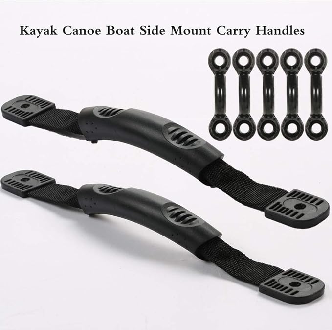 2Pcs Kayak Canoe Carry Handles, Kayak Boat Side Mount Paddle Park Handles - 5PCS Pad Eye with 10 PCS Screws for Boat Kayak Deck Rigging Kit